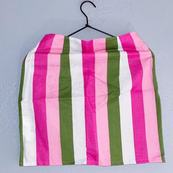 Zara Strip Linen Blend Pink Green Mini Skirt Size XS - Picture 3 of 8